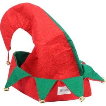 shumee Zeleno-rdeč klobuk iz filca z zvončki 33x29 cm