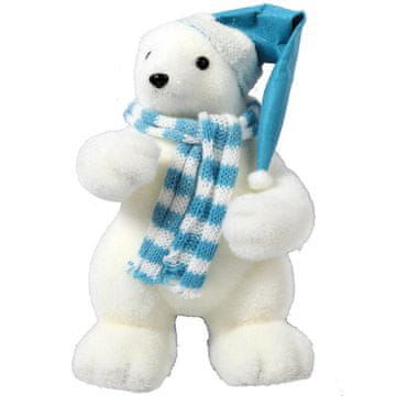shumee Božična figurica polarnega medveda z modro kapo in šalom 43 cm