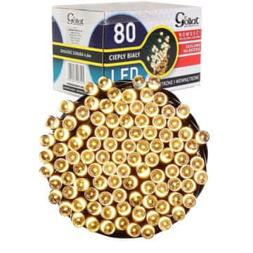 shumee 80 LED lučk za božično drevo na baterije s ČASOVNIKOM, toplo bela barva