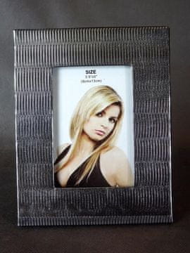shumee Stoječi okvir za fotografije, srebrne črte, 19,5 x 15 cm