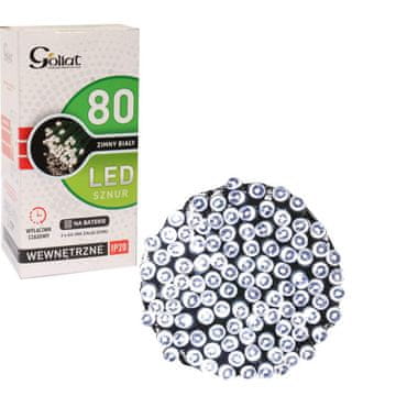 shumee 80 LED lučk za božično drevo na baterije s ČASOVNIKOM, hladno bela