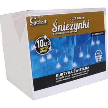 shumee Bela baterijska LED svetlobna zavesa s snežinko in časovnikom