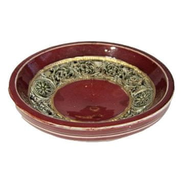 shumee Okrogel bordo krožnik z zeleno azurno dekoracijo 30 cm
