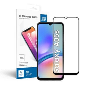 Blue Star Kaljeno steklo za Samsung Galaxy A05s (popolno lepljenje / združljivo z ovitki) Blue Star 5D, črno