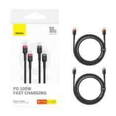 BASEUS kabel USB C-C 1m 100W 20V 5A Cafule pleten 2kos črn