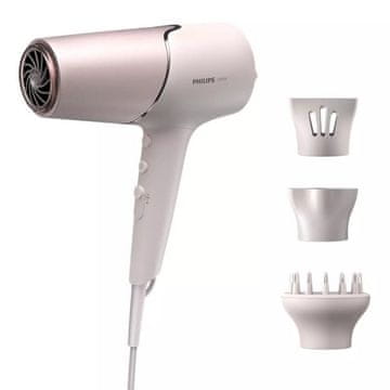 slomart Sušilec za lase Philips 5000 serije BHD530/20, moč 2300 W, biserno barve, z ionizacijo in hladnim zrakom, 3 nastavki in 2 hitrosti.