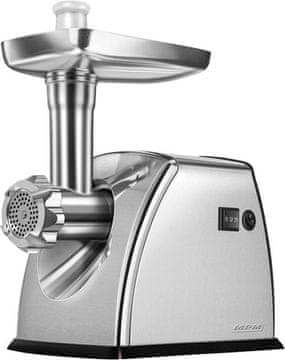MPM Mlinček za meso MPM MMM-07M, 1800 W, 3 plošče, srebrn, enostavna razstavljivost, nedrseče noge, nerjavna jeklena rezila