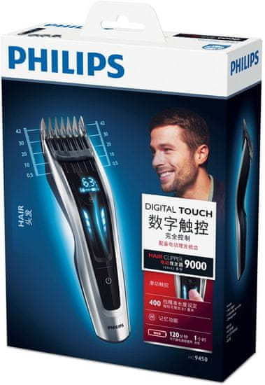 Philips Odbitki brez napora: Philips HAIRCLIPPER Series 9000 HC9450/15 z avtomatskim turbo motorjem in 400 nastavitvami dolžine.