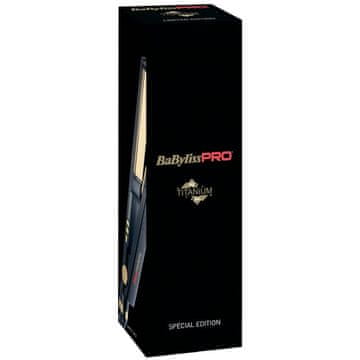 BaByliss Profesionalna ravnalna železo BABYLISS BAB3091BKTE - Titanove plošče, 5 temperaturnih nivojev, maksimalna temperatura 230 °C, zlata/črna barva.