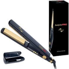 BaByliss Profesionalna ravnalna železo BABYLISS BAB3091BKTE - Titanove plošče, 5 temperaturnih nivojev, maksimalna temperatura 230 °C, zlata/črna barva.