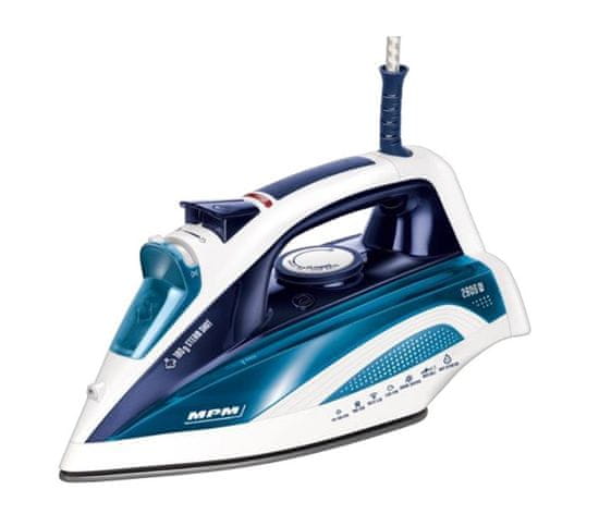 MPM Parni likalnik MPM MZE-21/NS, 2800 W, keramična podloga, 0,4 L, 180 g/min, modra, samodejno čiščenje, 2,5 m kabel