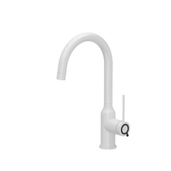 QUADRON Kuhinjska armatura QUADRON INGRID, bela, 360° rotirajoča izliva, iz jekla, stenski model, višina 340 mm, elegantna in funkcionalna.