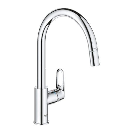 Grohe Kuhinjska armatura GROHE BauFlow s posamezno ročico, kromirana, vrtljiva, zasnovana za enostavno uporabo in sodoben videz