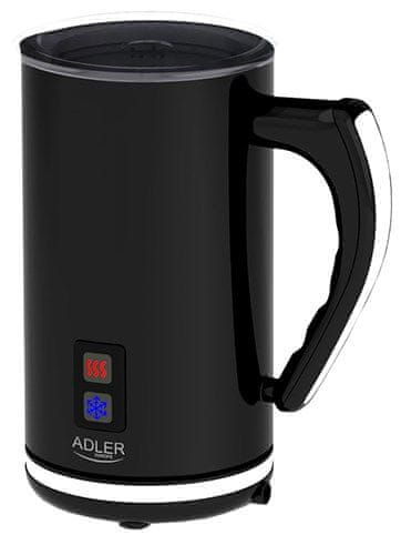 Adler Samodejni mlečni penilnik/ogrevalnik Adler AD 4478 - Črn in bel, zmogljivost 500 W, kapaciteta 240 ml, enostavno čiščenje.
