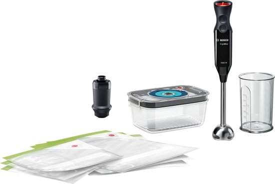 Bosch Bosch MS6CB61V1 potopni mešalnik 0.6 L, 1000 W, črn, z 12 hitrostmi in vakuumsko funkcijo za mešanje in zmešnjavanje.
