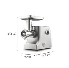 Tefal Mlinček Tefal NE858D38, srebrn, 2200 W, hitrosti do 5,5 kg/min, enostavno čiščenje, vključuje več nastavkov.