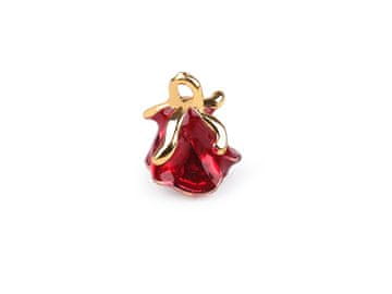 Kovinski obesek / zadrga za zadrgo vrtnica 3D 11x14 mm - rdeča (5 kosov)