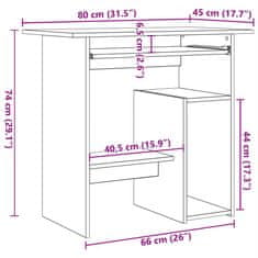 Vidaxl Pisalna miza betonsko siva 80x45x74 cm iverna plošča