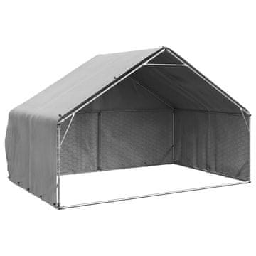 shumee vidaXL Zunanji pasji boks s pokrovom 3x2x1,9 m pocinkano jeklo