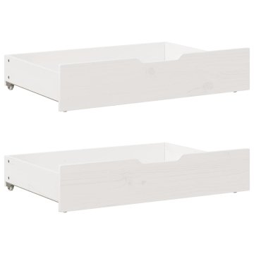 Vidaxl Predal za posteljo 2 kosa bela 80x55x17 cm trdna borovina