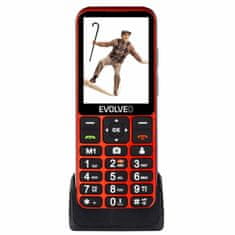 Evolveo Easyphone LT mobilni telefon za starejše s polnilnim stojalom (rdeč)