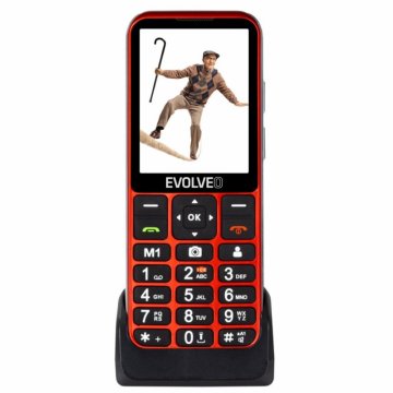 Evolveo Easyphone LT mobilni telefon za starejše s polnilnim stojalom (rdeč)