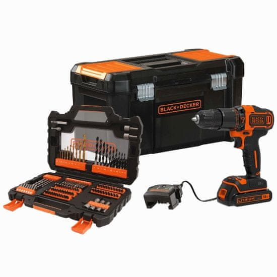 Black+Decker AKU UDARNI VRTALNIK 18 V 1,5 Ah S PRIBOROM BDCHD18S1KA
