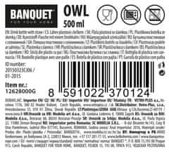 Banquet Steklenica za pitje 500ml s slamico SOVA plastika, ZE