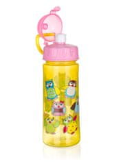 Banquet Steklenica za pitje 500ml s slamico Plastična sova, RUMENA