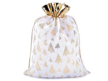 Božična darilna vreča velika 30x40 cm, imitacija jute - bela