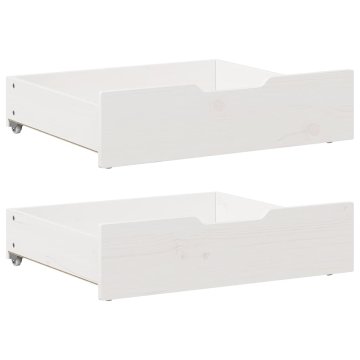 Vidaxl Predal za posteljo 2 kosa bela 65x55x17 cm trdna borovina