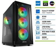 PCplus Storm namizni računalnik, i7-14700F, 32 GB, SSD2TB, RTX 4060 Ti, DOS (146703)