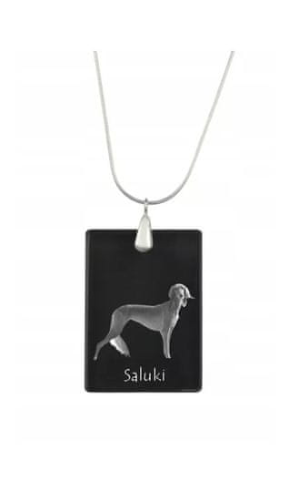 Artdog Perzijski hrt, Saluki I - kristalni obesek s psom, verižica s fotografijo, unikaten Art-Dog nakit