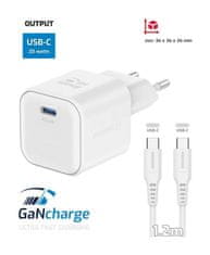 SWISSTEN napajalnik gan 1x usb-c 20w power delivery white + podatkovni kabel usb-c/usb-c 1,2 m white