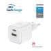 SWISSTEN napajalnik gan 1x usb-c 35w pd + 1x usb-a 27w qc bela