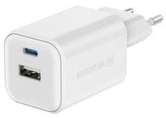 SWISSTEN napajalnik gan 1x usb-c 45w pd + 1x usb-a 18w qc bela