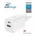 SWISSTEN napajalnik gan 1x usb-c 45w pd + 1x usb-a 18w qc bela