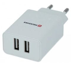 SWISSTEN omrežni adapter smart ic 2x usb 2.1a power white (samopostrežno)