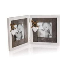 HOME DECOR Dvostranski okvir SOLID HEART, kvadraten, komplet 4 kosov