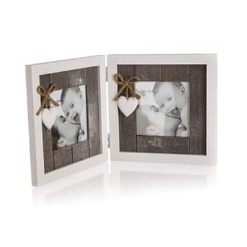 HOME DECOR Dvostranski okvir SOLID HEART, kvadraten, komplet 4 kosov