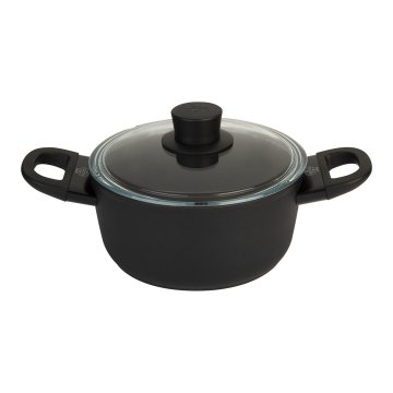 Ballarini BLACK BALLARINI 75002-920-0 lonček 20 cm, nerjaveča aluminijasta posoda z pokrovom, primerna za indukcijo in plin.