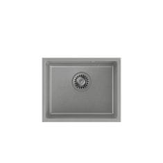 QUADRON Kuhinjski umivalnik SINK QUADRON ALEC 40, s siphonom, granitna konstrukcija, siva, 1 rectangularna skleda, dimenzije 460x375x205 mm