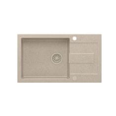 QUADRON Kvarčni umivalnik SINK QUADRON CHRISTIAN 136 XL, 1 korito, bež, z odtočnim dnom, za kabinet, dimenzije 780x450 mm