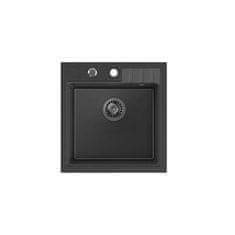 QUADRON Kuhinjska korita SINK QUADRON PETER 110, čista ogljikova barva, 1 prostor, rectangularna oblika, material Granitek, 32 L.