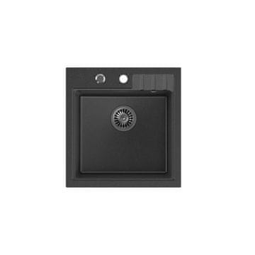 QUADRON Kuhinjska korita SINK QUADRON PETER 110, čista ogljikova barva, 1 prostor, rectangularna oblika, material Granitek, 32 L.