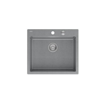 QUADRON Kuhinjski umivalnik SINK QUADRON MORGAN 110 v srebrni barvi iz granitka, rektangularen, za kabinet, 1 posoda, brez odtočne deske.