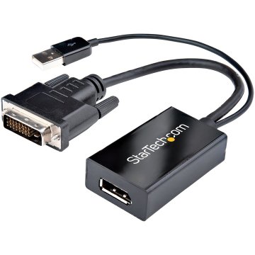Startech StarTech.com DVI na DisplayPort Adapter - USB Napajanje, 1920 x 1200, DVI-D do DP, Video Adapter, Plug and Play, Črn