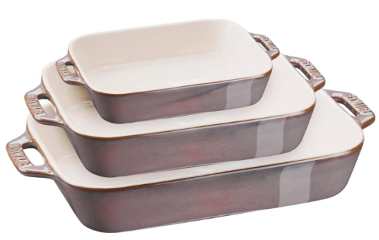 slomart Keramične pekače STAUB 3-delni set, rektangularni, neljepivi, za mikrovalovno in pomivalno, kapaciteta 2.4 L, 1.1 L, 4.5 L