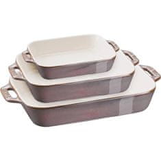 slomart Keramične pekače STAUB 3-delni set, rektangularni, neljepivi, za mikrovalovno in pomivalno, kapaciteta 2.4 L, 1.1 L, 4.5 L