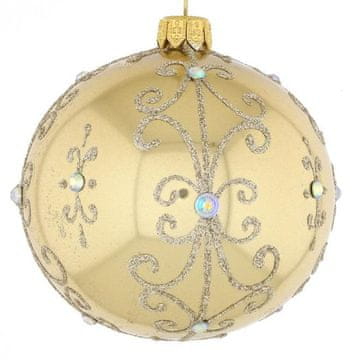 Rayher.	 DAGMARA steklena krogla za božično drevo, zlata, ornament z bleščicami, 8cm